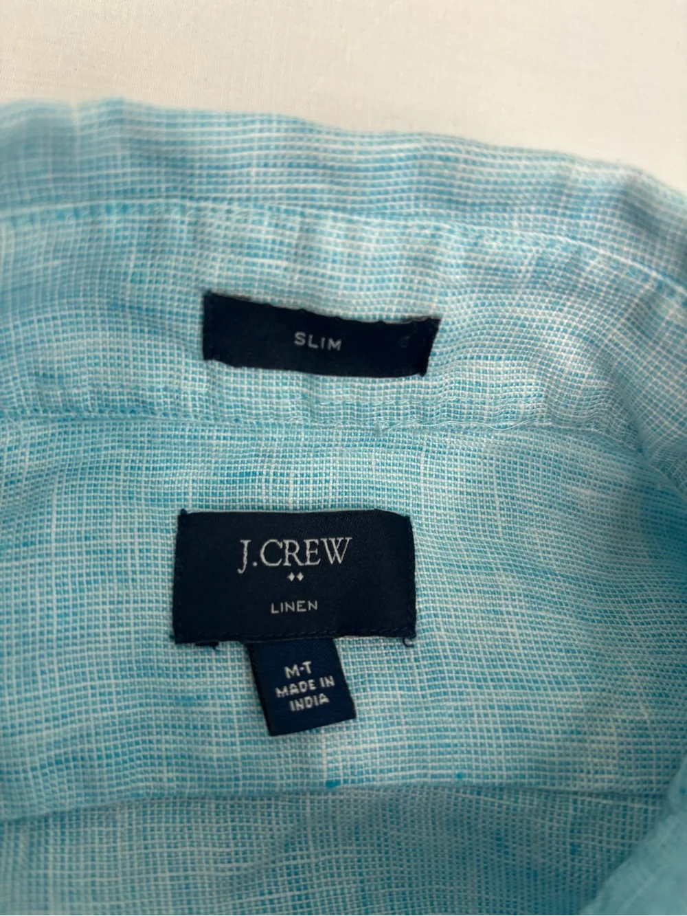 J.Crew Slim Linen Button Front Shirt Men's M Tall Blue Long Sleeve Lightweight